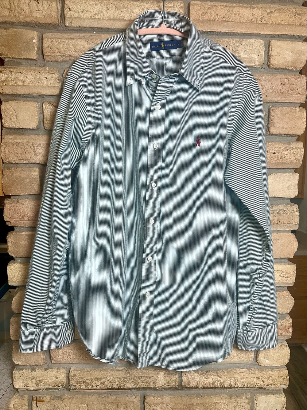 Ralph Lauren Men’s Green-Striped Button-Up Shirt